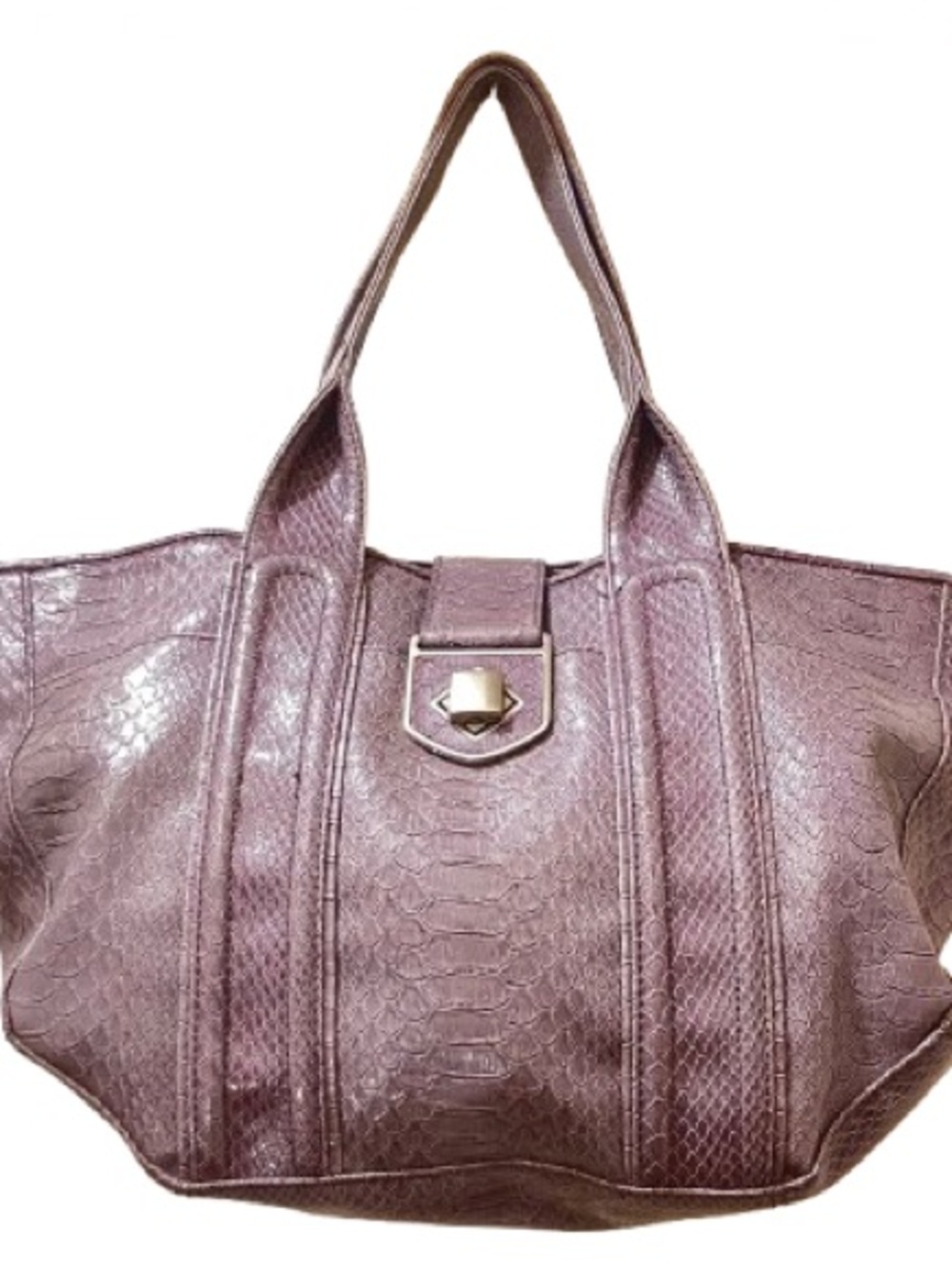 Worthington Snakeskin Leather Lavender Shoulder handbag tote with lock closure